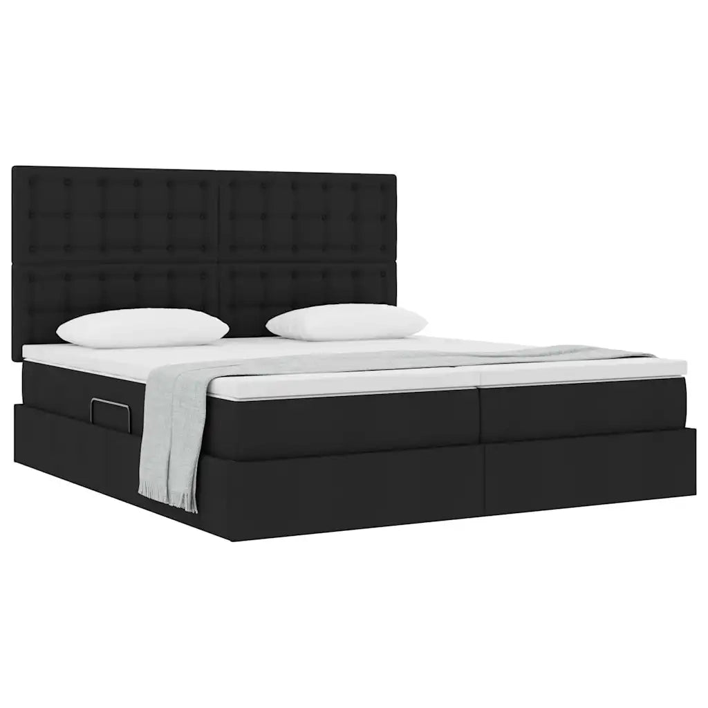 Letto con Contenitore Nero 200 x 200 cm Pelle Sintetica