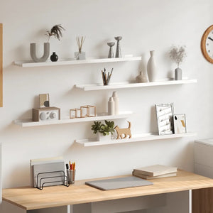 Mensole da Parete 4 pz Bianco Lucido 80x9x3 cm 326655