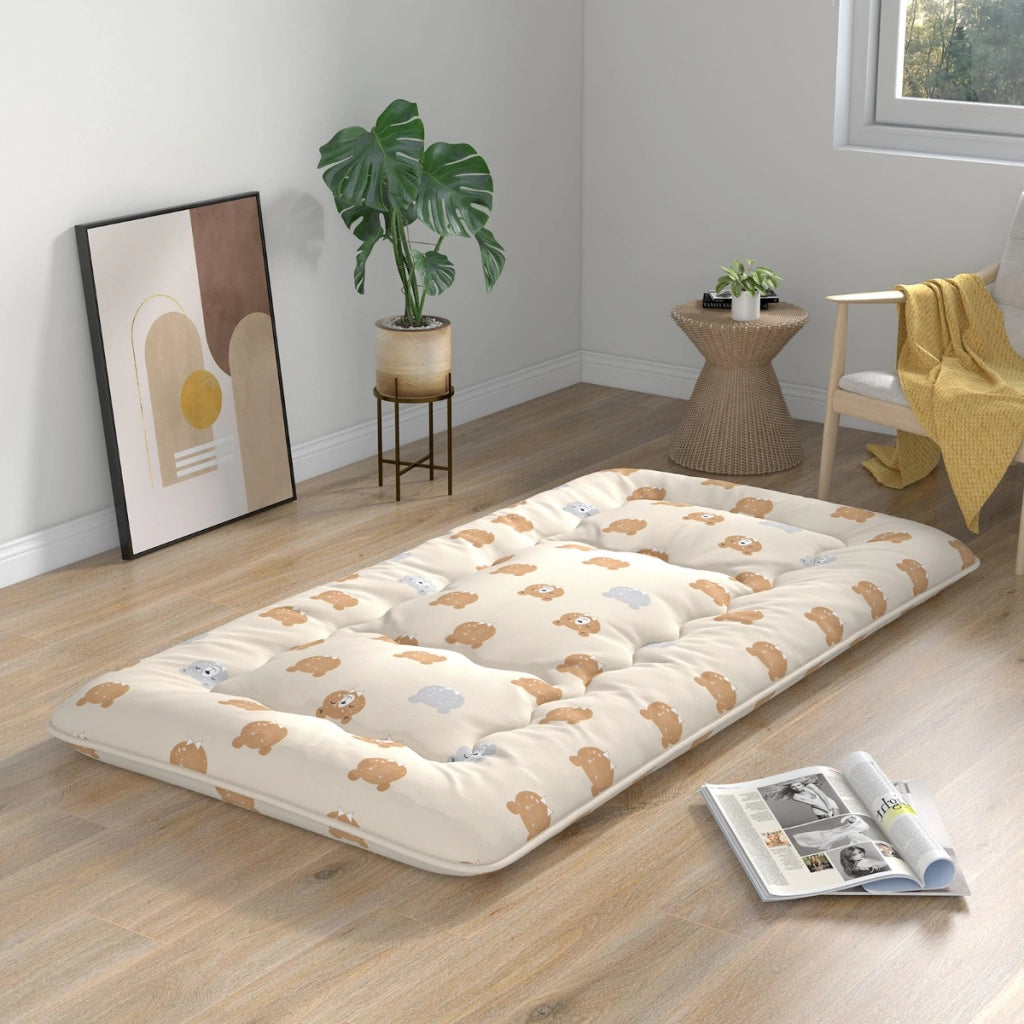 Materasso futon portatile con copertura lavabile sacca da trasporto-Tappeto arrotolabile per pavimento 90cm Marrone