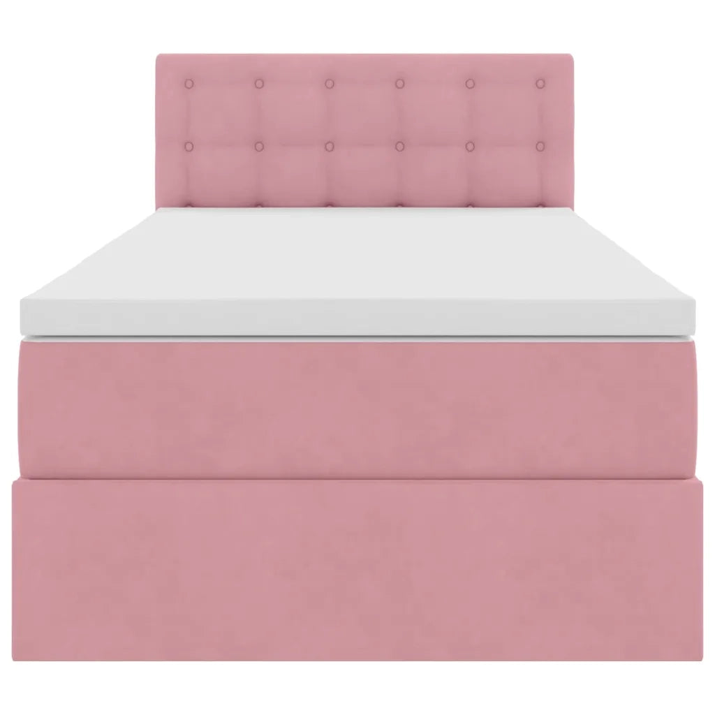 Letto con contenitore LED e materasso Rosa 90 x 190 cm Velluto