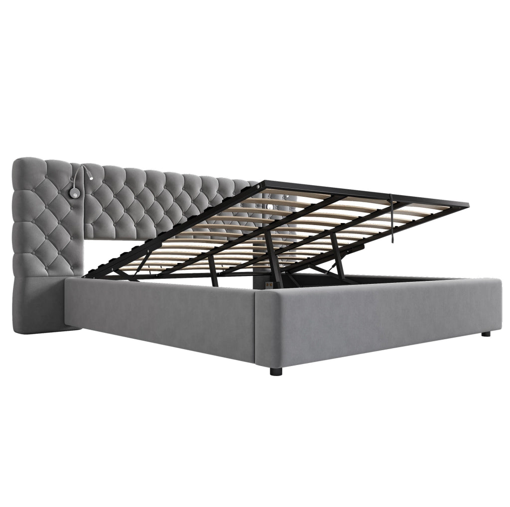 Letto matrimoniale 180x200 cm con contenitore e luce lettura