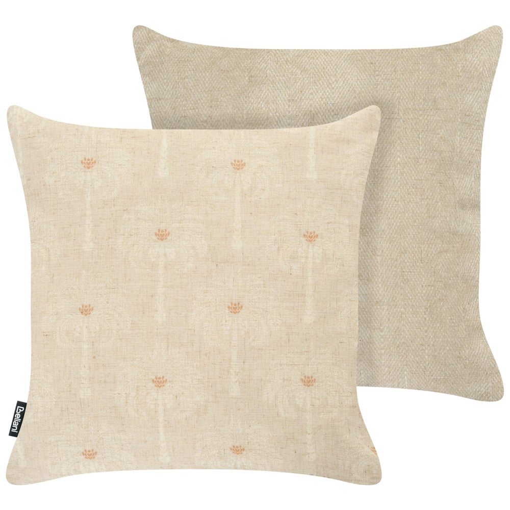 Set di 3 cuscini decorativi da esterno, misto poliestere e lino, beige, accessori decorativi da giardino