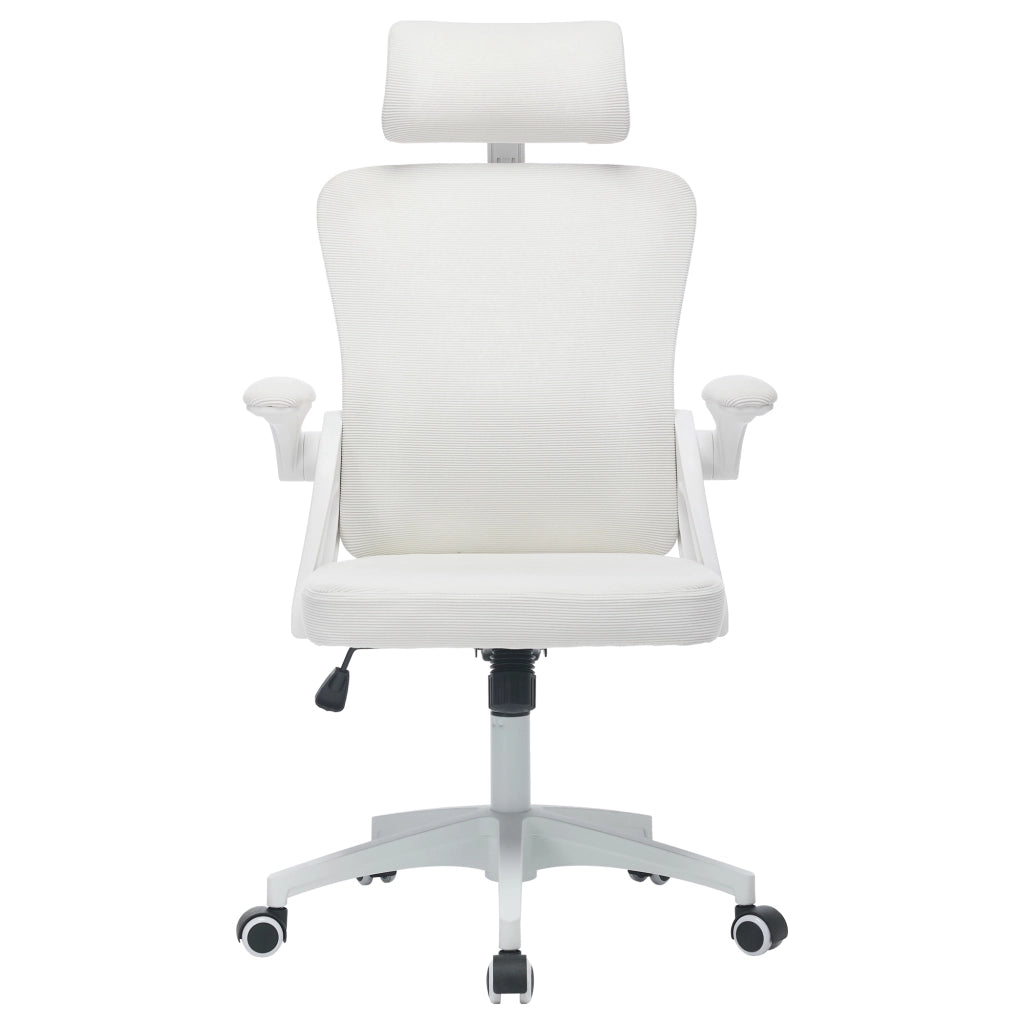 Sedia da ufficio ergonomica con schienale in rete traspirante, braccioli regolabili e altezza seduta regolabile, colore bianco