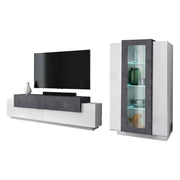Isaia, Parete Attrezzata Modulabile Made in Italy, 45x280x120h cm Bianco Cemento