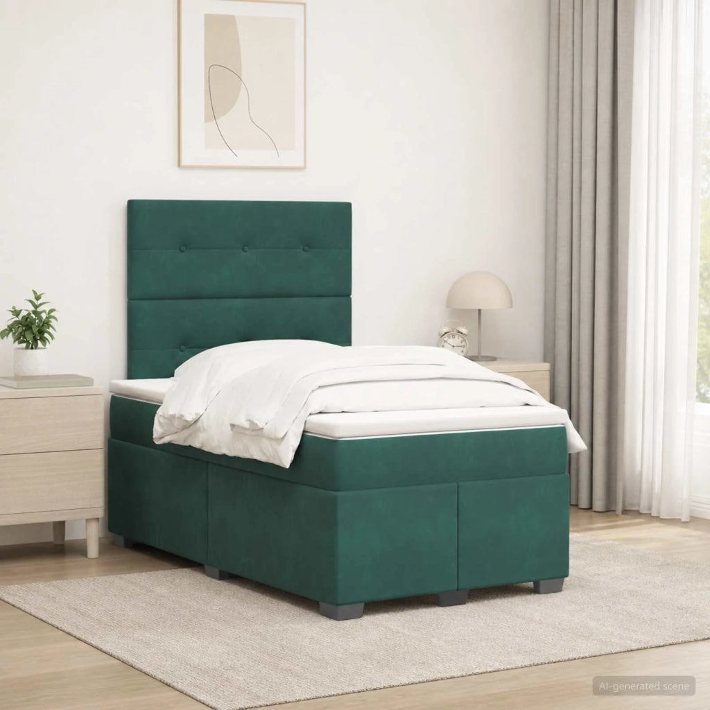Letto box spring con materasso Verde Scuro 120 x 200 cm Velluto 3455087