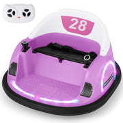 Giocattolo elettrico 12V con rotazione a 360¡ã con telecomando per bambini, Auto a scontro luci e funzione musicale Rosa-Go Kart