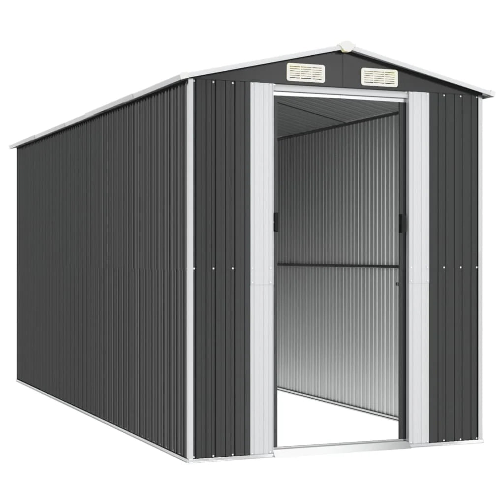 Casetta da giardino cabina ripostiglio casetta da esterno robusta casetta per attrezzi 192 x 440 x 223 cm acciaio zincato antracite 02_0022199