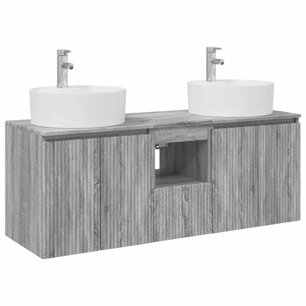 Set di Armadi da Bagno 3 pz Sonoma grigio 49,5 x 44,5 x 65 cm