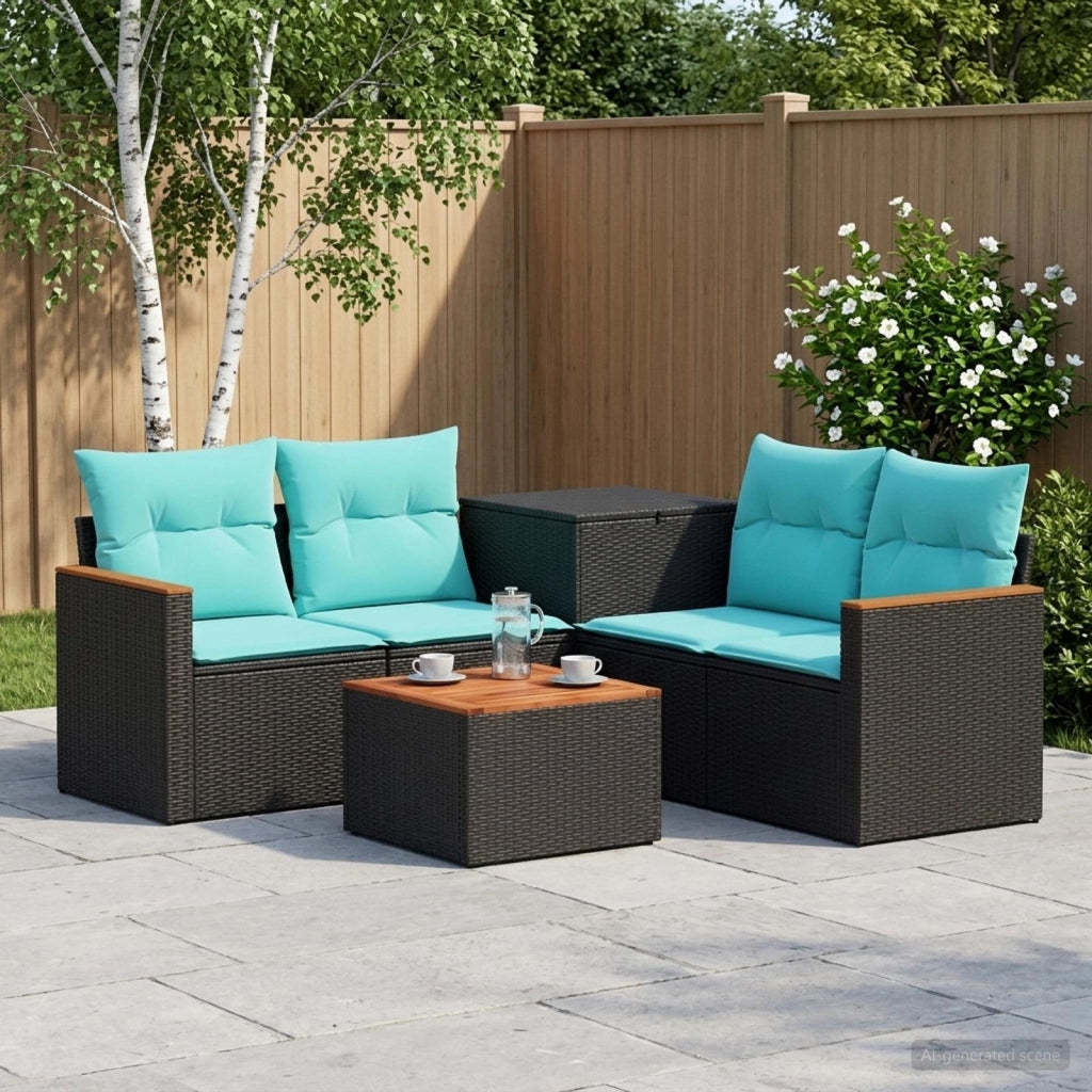 Set di divani 6 pz Nero e Blu 55 x 55 x 37 cm 3447615
