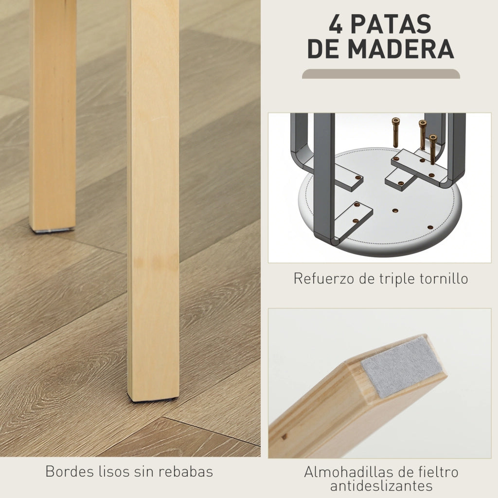 Set 4 Sgabelli Rotondi Impilabili ¨C Xylo ¨C Seduta Imbottita Legno Cucina Beige