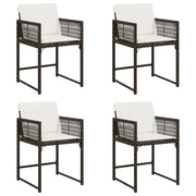 Sedie da Giardino con Cuscini 4 pz | Sedie da Esterno Marroni in Polyrattan