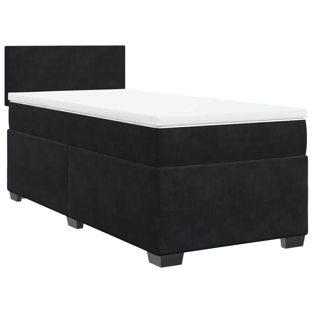 Giroletto a Molle con Materasso Nero 90x190 cm in Velluto