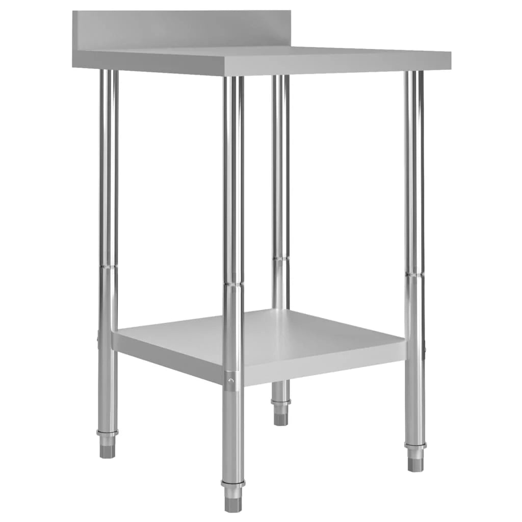 Tavolo da lavoro professionale da cucina con alzatina 60 x 60 x 93 cm acciaio inox 02_0045410