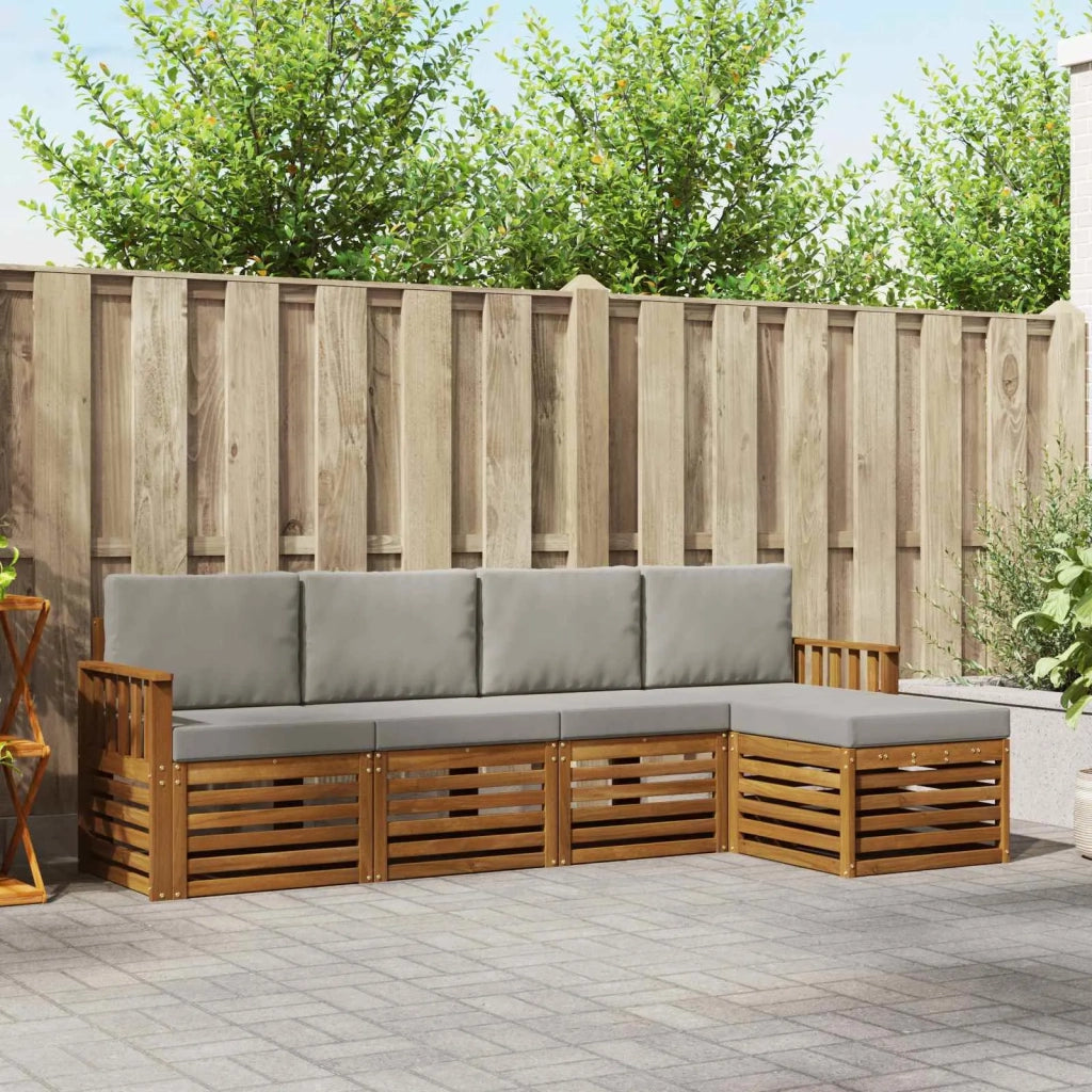 Set divani con cuscino 5 pcs Grigio Naturale e Chiaro 3374641