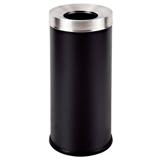 Cestino Gettacarte Ø25,8 cm in Metallo Nero Opaco 12L con Coperchio Conico