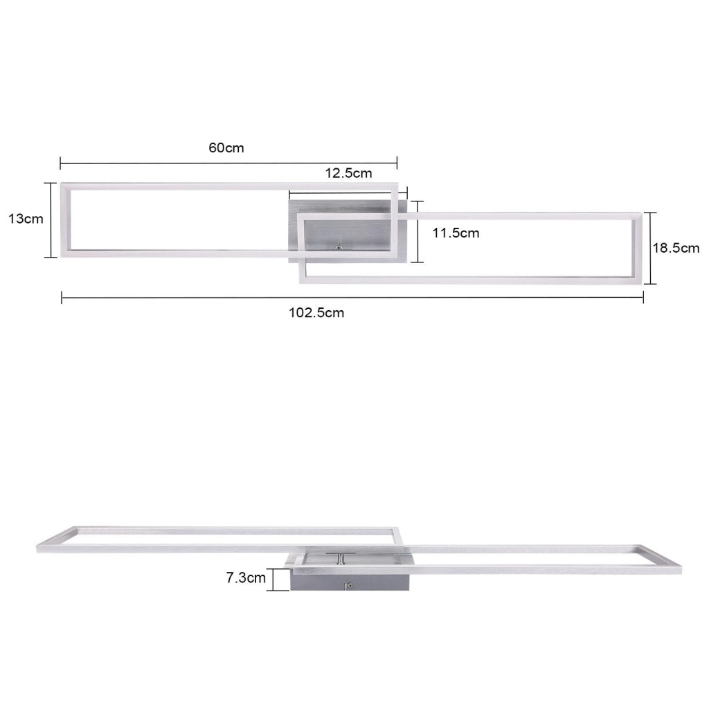 ZMH Lampada da soffitto plafoniera LED geometrica argentata dimmerabile 36W per camera letto soggiorno