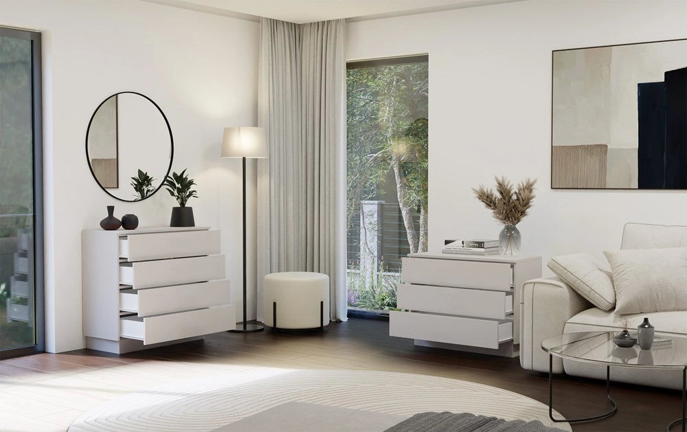 Cassettiera AMBER 4s mobile 4 cassetti per camera da letto e soggiorno cashmere beige