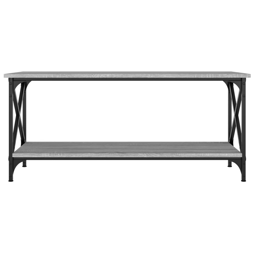 Tavolino Grigio Sonoma 100x45x45cm in Legno Multistrato e Ferro 823315