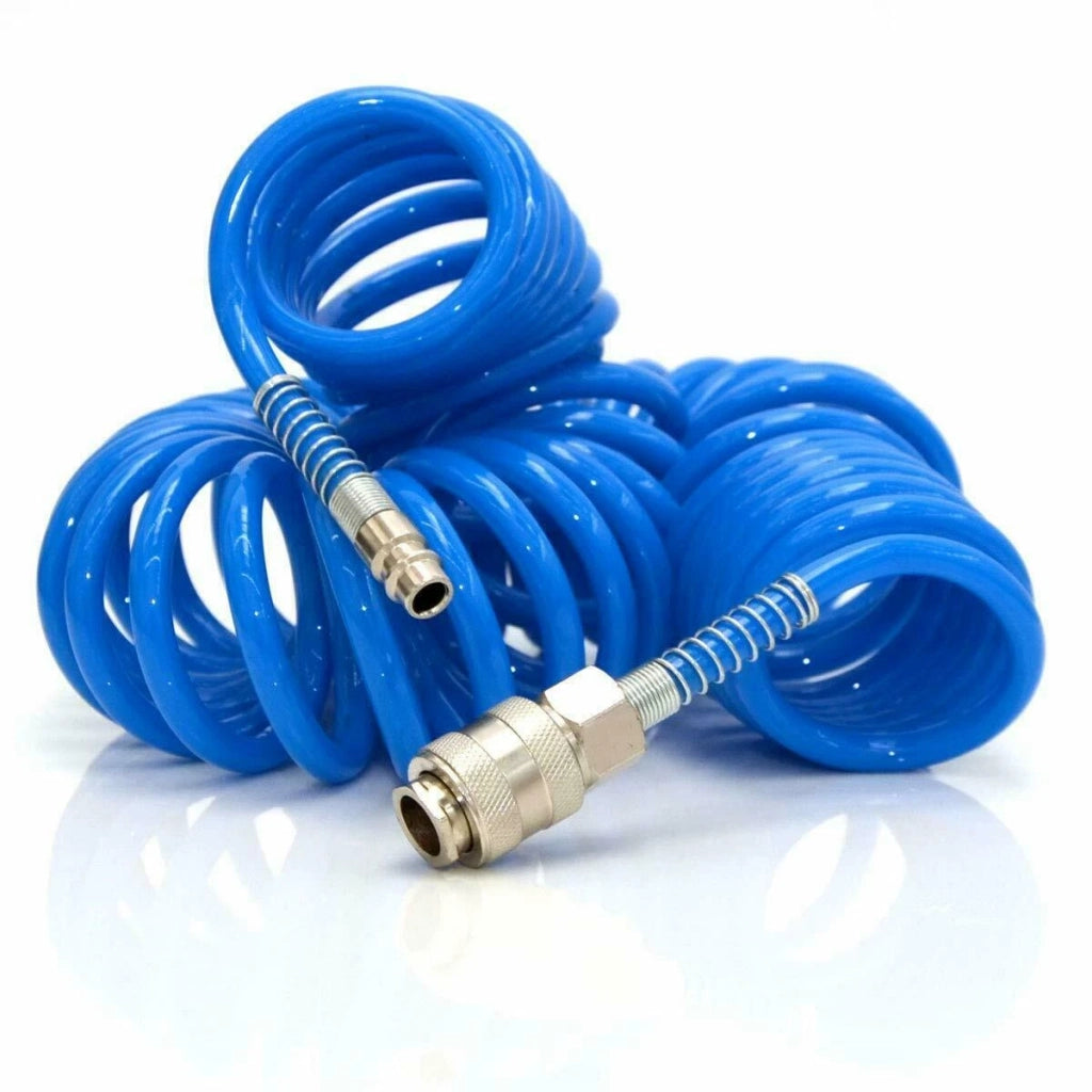Tubo Aria Compressa Spirale 15 Metri Ø12x8 mm Flessibile Attacco raccordi 1/4''
