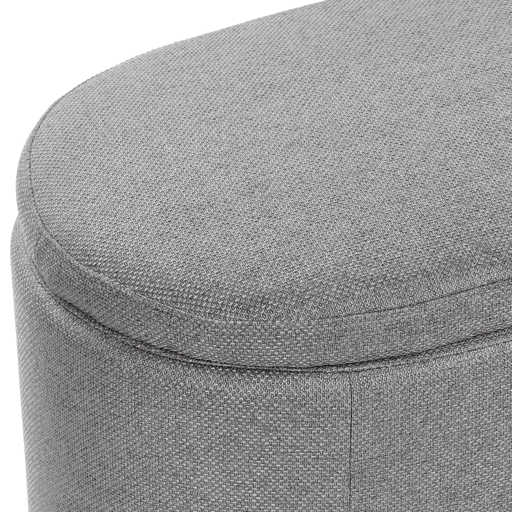 Panca contenitore in tessuto grigio chiaro con finitura idrorepellente pouf imbottito con contenitore seduta per l'ingresso