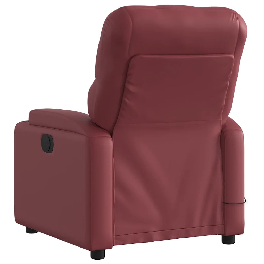 Poltrona Massaggiante Reclinabile Rosso vino in Similpelle 372514