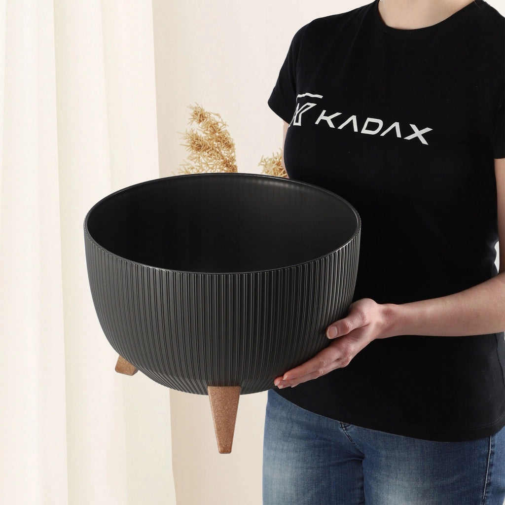 Vaso da giardino KADAX con gambe per fiori, grande ciotola rotonda da 33 cm