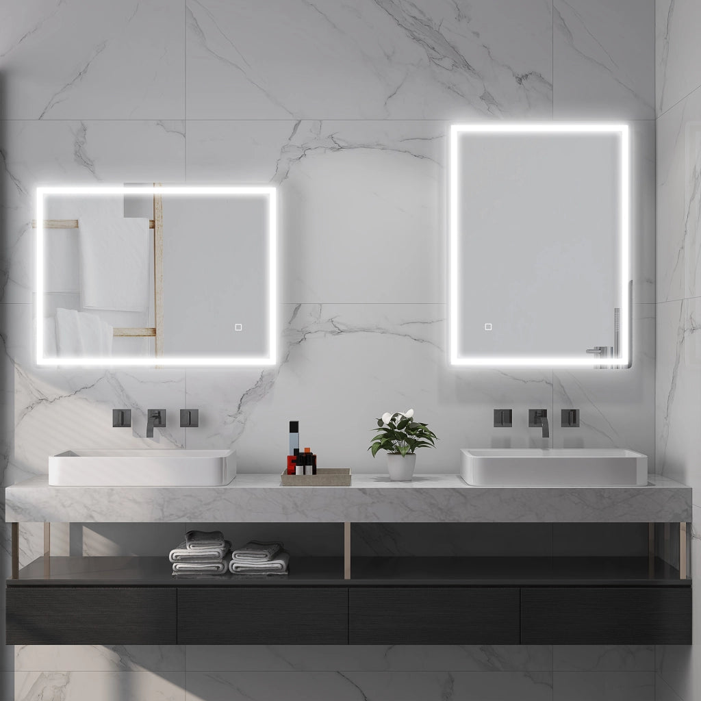 SPECCHIO LED Rettangolare 60 x 80 cm in vetro Silver con funzione antiappannamento