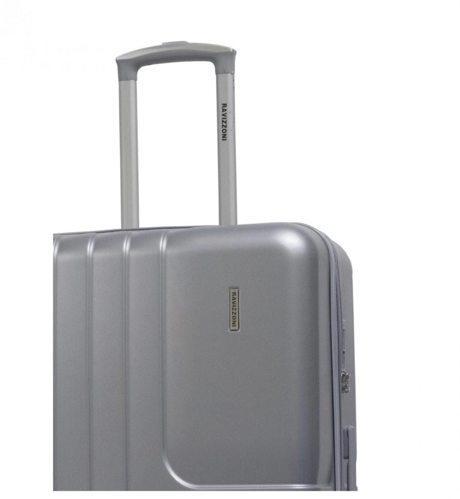 Trolley valigia in ABS rigido espandibile, 4 doppie ruote silver 75x45x29cm Natan