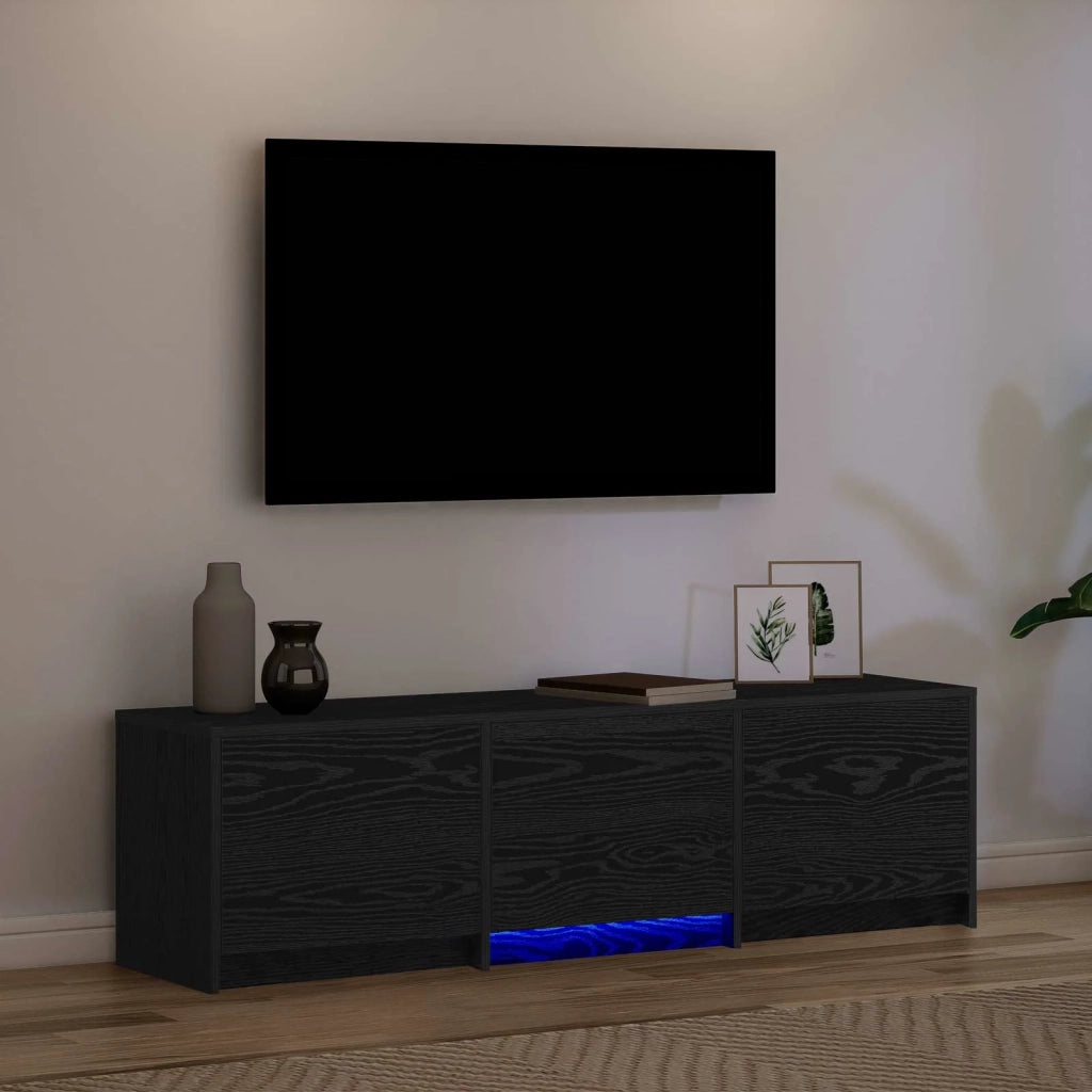 Mobile TV con LED con strisce LED Rovere Nero 140 x 34 x 40 cm 3418709