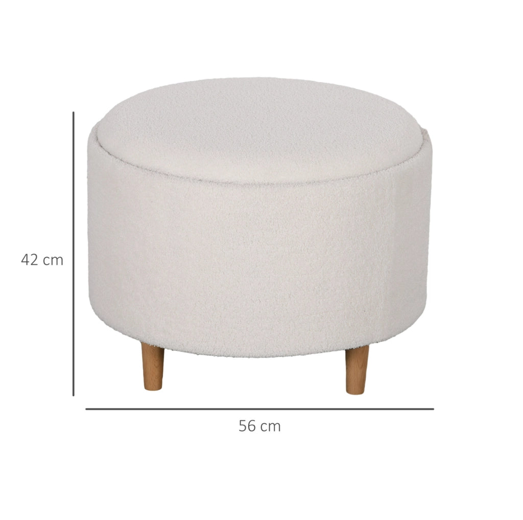 Pouf rotondo contenitore con coperchio ribaltabile; ?56 x 42 cm; poliestere bianco