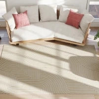Tappeto in Stile Moderno Antiscivolo e Lavabile a Pelo Corto per Soggiorno e Camera, 230x160x1,7 cm, Crema
