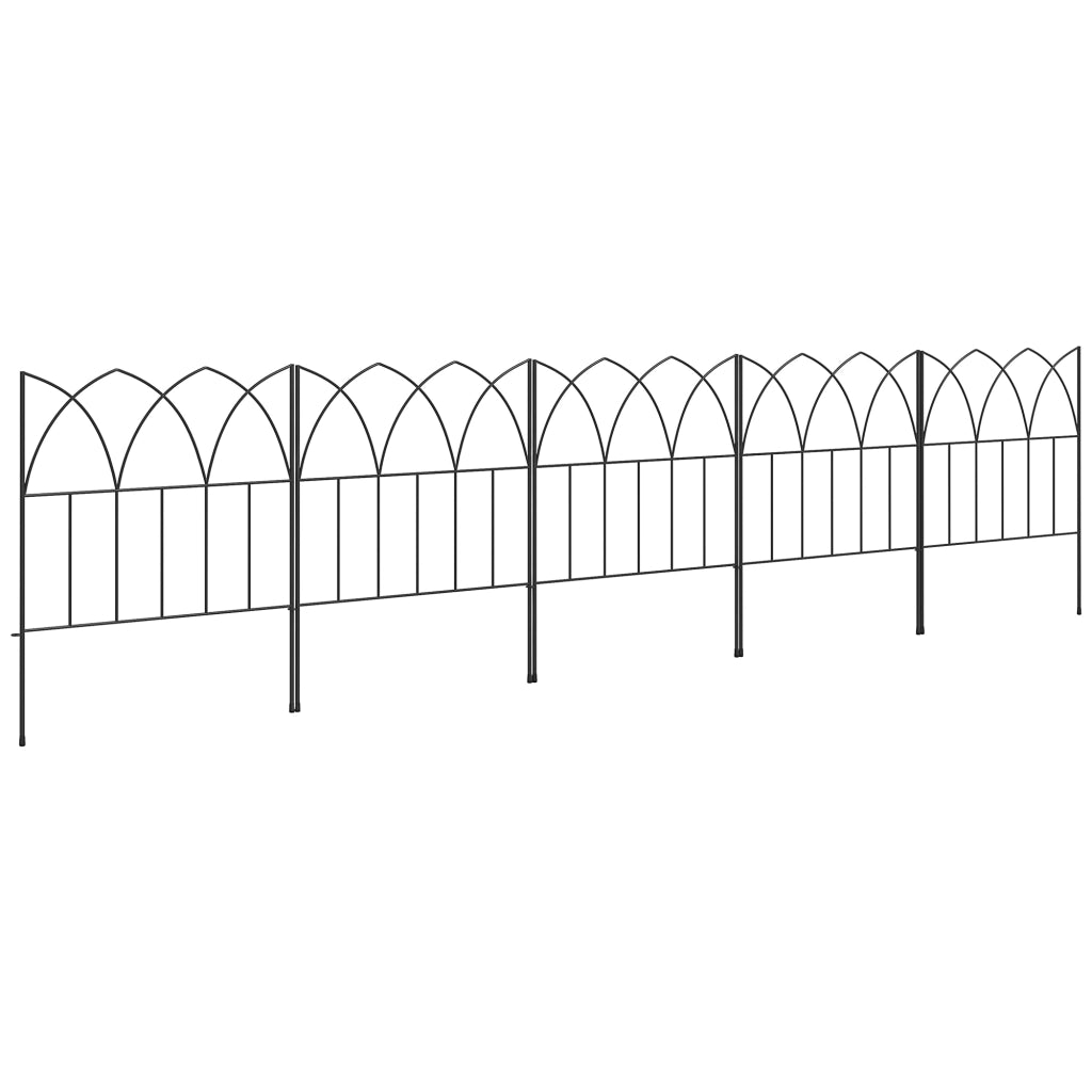 Set 5 Valli Decorativi per Giardino in Metallo ¨C zephmum ¨C Nero 205x45,5 cm