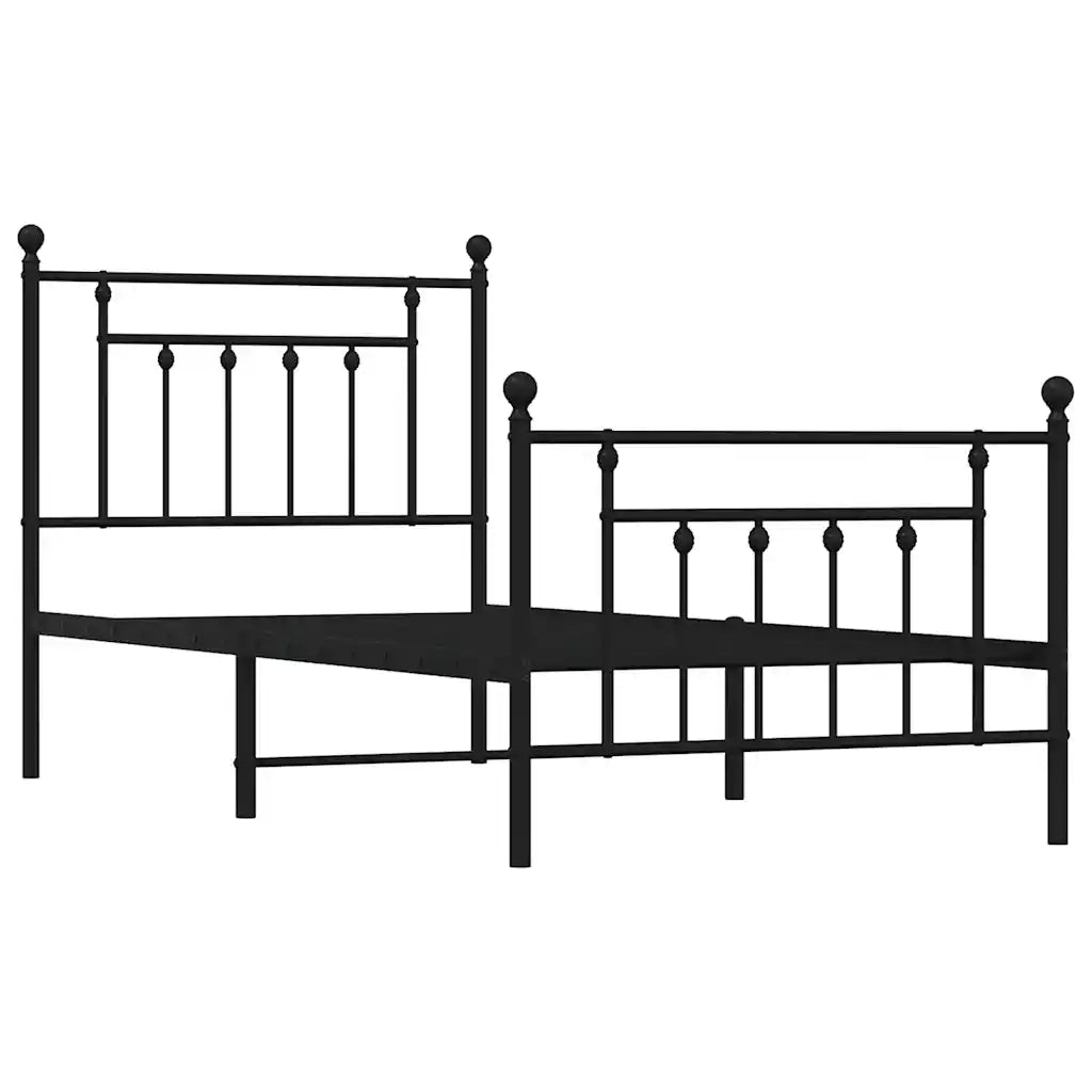Giroletto con Testiera e Pediera Metallo Nero 80x200 cmcod mxl 81863