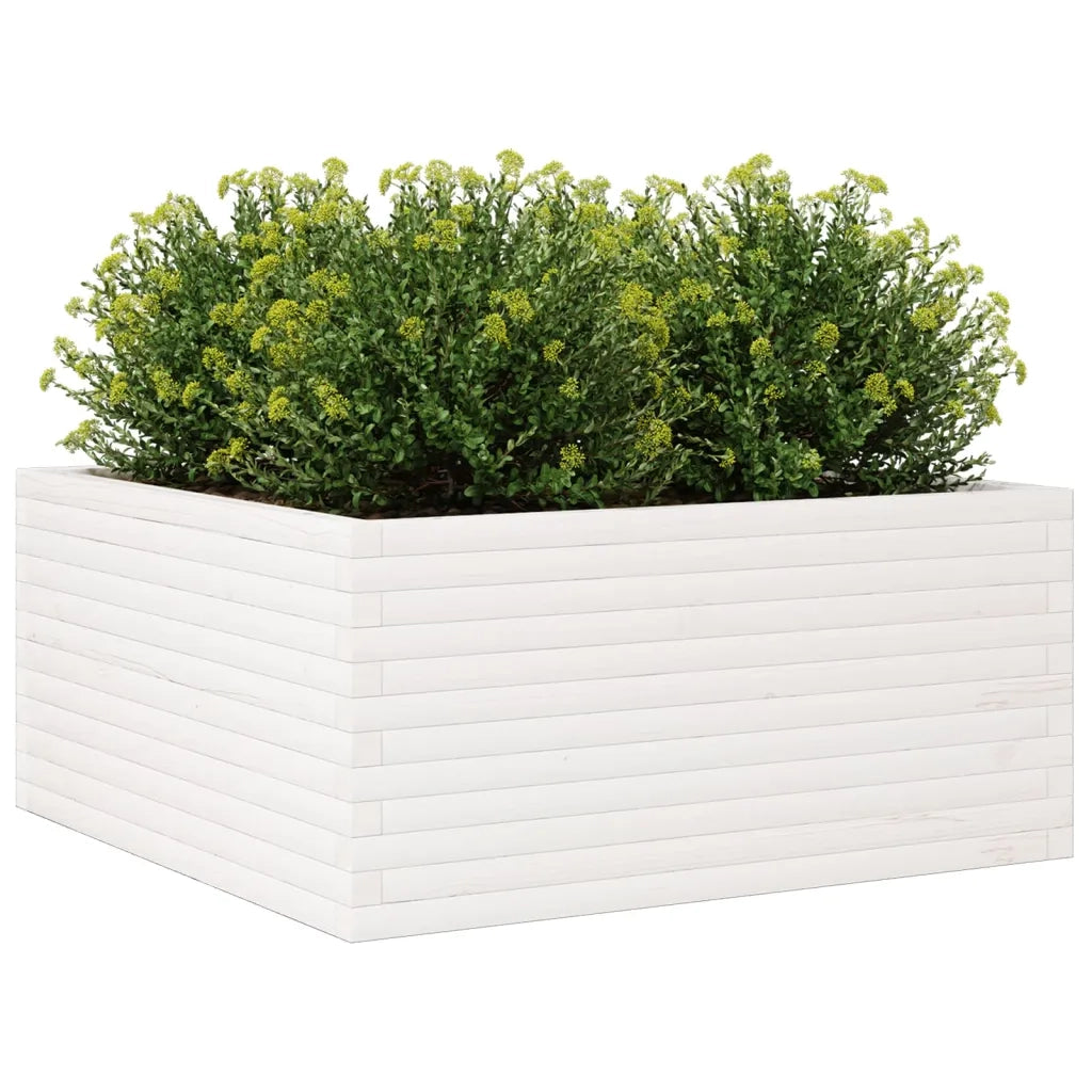Fioriera da Giardino Bianca 100x100x46cm Legno Massello di Pino 3282430