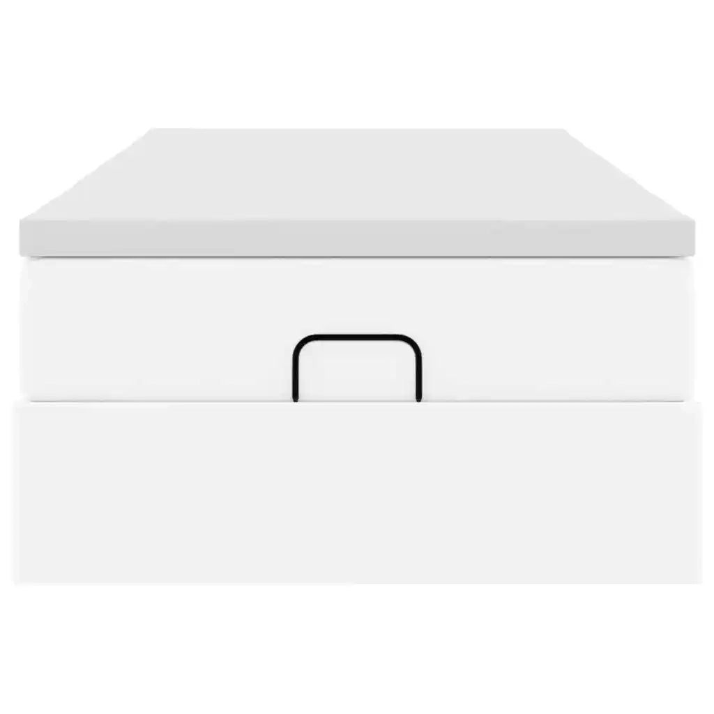 Struttura Letto Pouf con Materasso Bianco 80x200 cm Similpelle