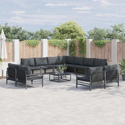 Set Divano da Giardino con cuscino 11 pcs Nero Acciaio 3379034