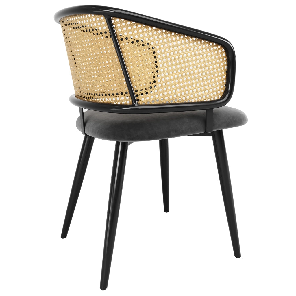 SEDIA da pranzo con schienale in rattan 47 x 47 x 79 cm grigio in velluto