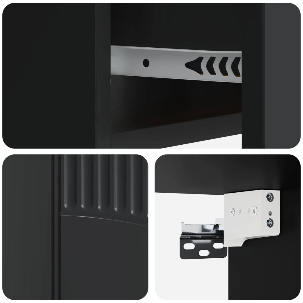 Mobiletto da notte a muro con cassetto Nero 49 x 34,5 x 20 cm