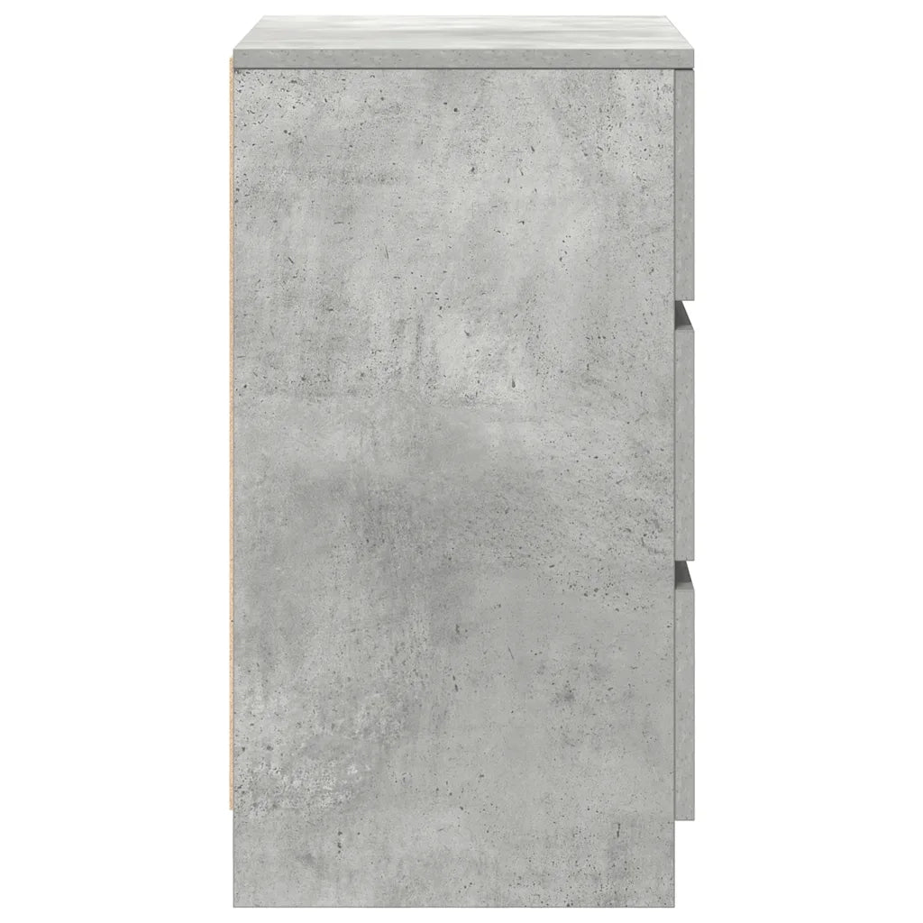 Comodini con 3 Cassetti 2 pz Grigio Cemento 39x35x65 cm