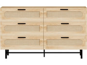 Cassettiera "Harrison" in legno e giunco ??- 120 x 40 x 75 cm - Beige