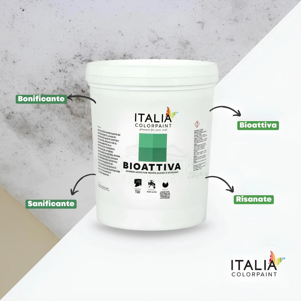 Risanamento pareti sanificante bonificante muffa spore alghe muschi bioattiva *** formato 5 lt, confezione 1