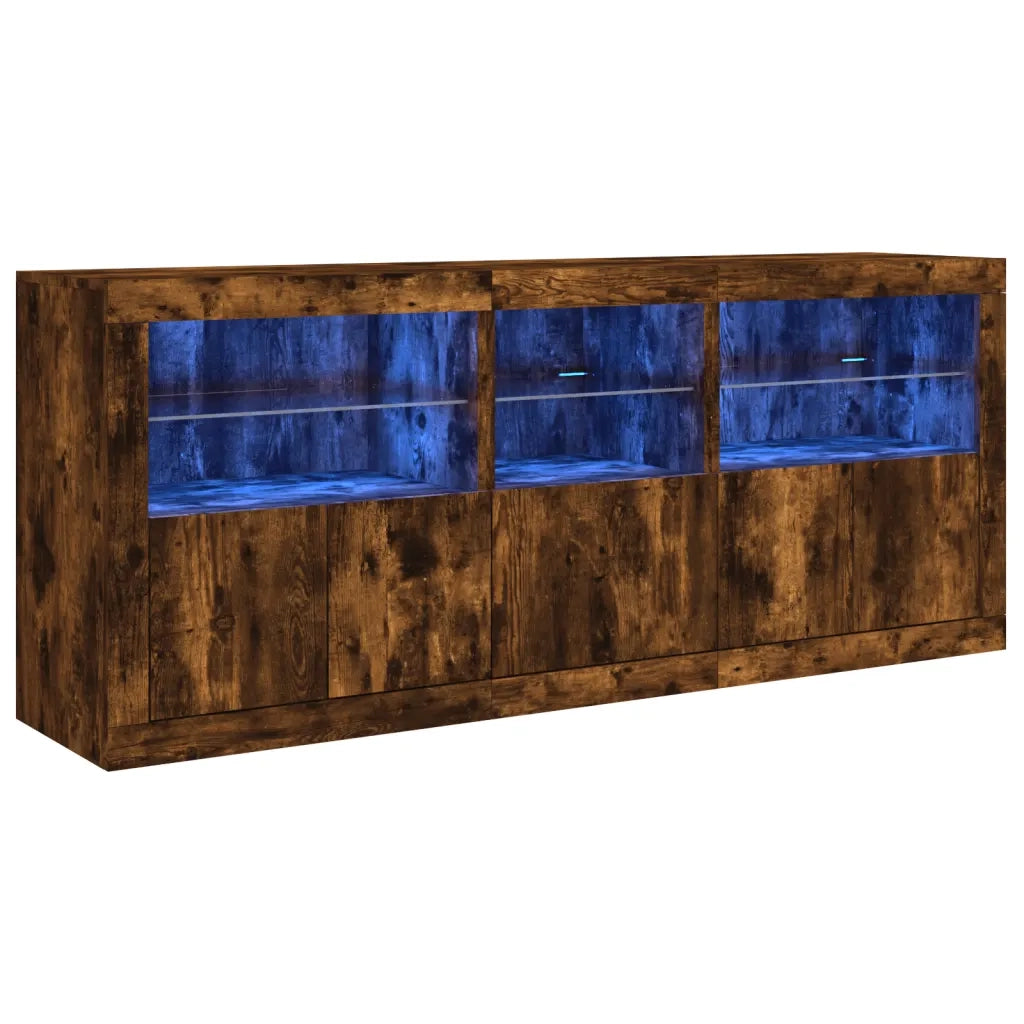 Credenza con Luci LED Rovere Fumo 162x37x67 cm 3208999