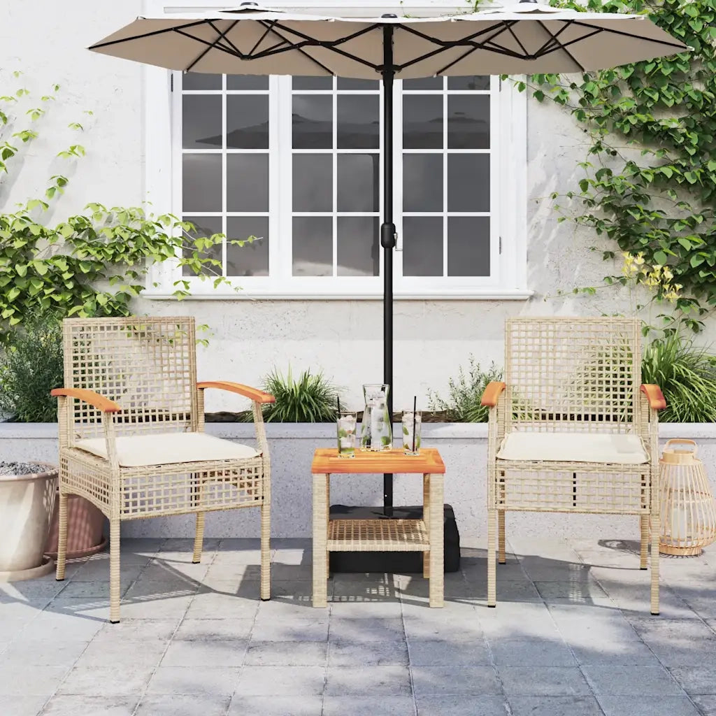 Sedie da Giardino con Cuscini 2 pz | Sedie da Esterno Beige in Polyrattan e Acacia