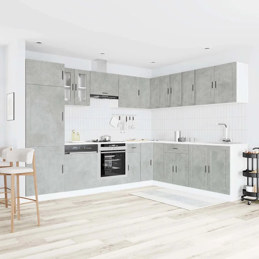 Set Mobili da Cucina 14 pz Porto Grigio Cemento in Truciolato