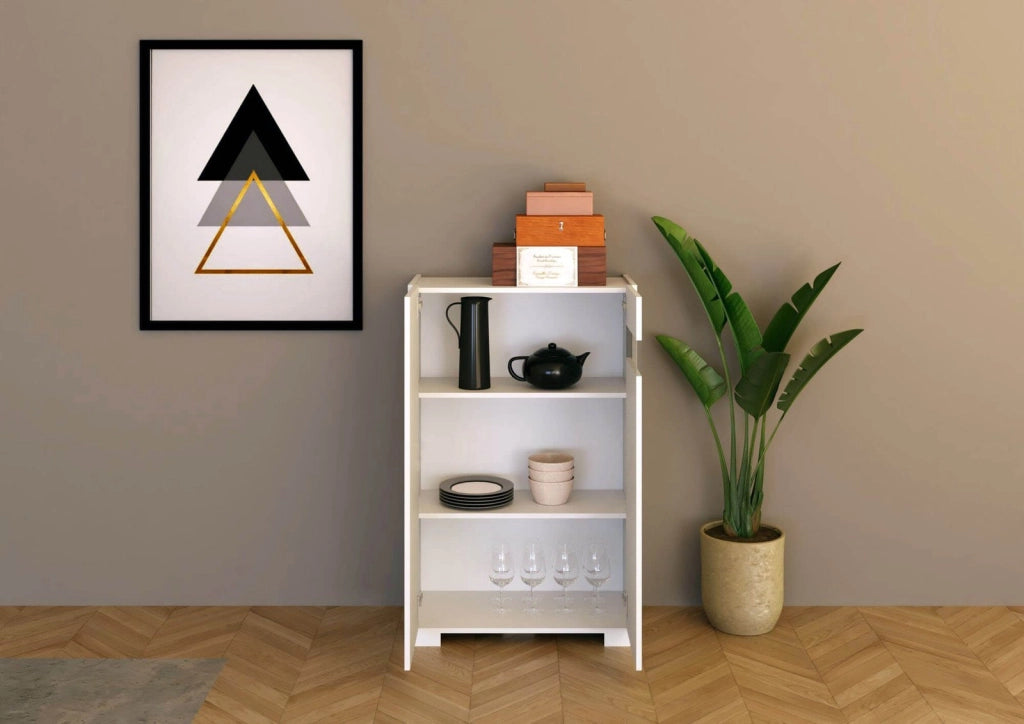 Credenza alta 2 ante 70x35x110 cm bianco lucido - RIFLESSO