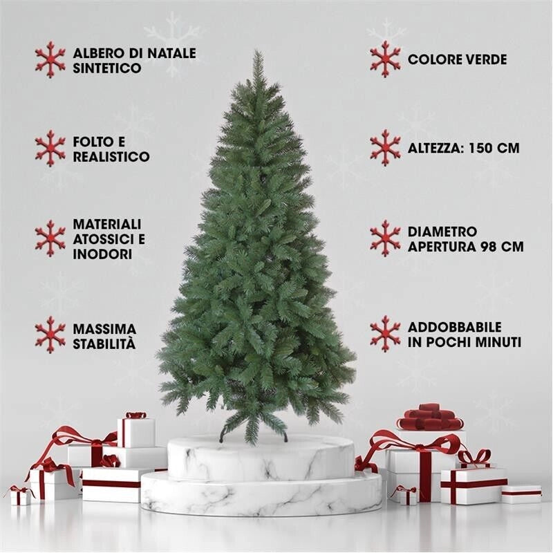 ALBERO DI NATALE MONTEMAURO 150 CM CON 534 RAMI - VERDE ARTIFICIALE