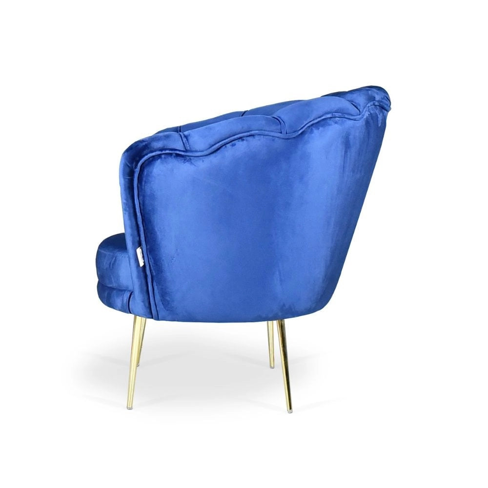 Poltrona Orel in velluto blu Babyface 24 piedini oro H76xL70xP70