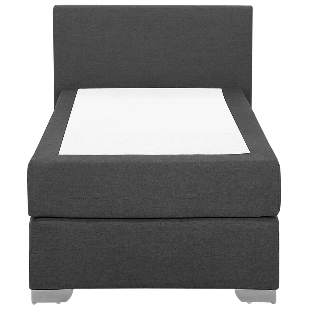 Letto continentale singolo da 90 x 200 in tessuto grigio con materasso contemporaneo