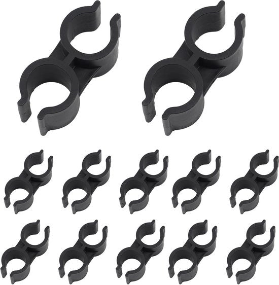 Set di Clip per Tubi a H di 12 - Doppio Morsetto in Plastica - Resistente - Adatto per Interno/Esterno - Facile da Utilizzare - Clip per Tubi