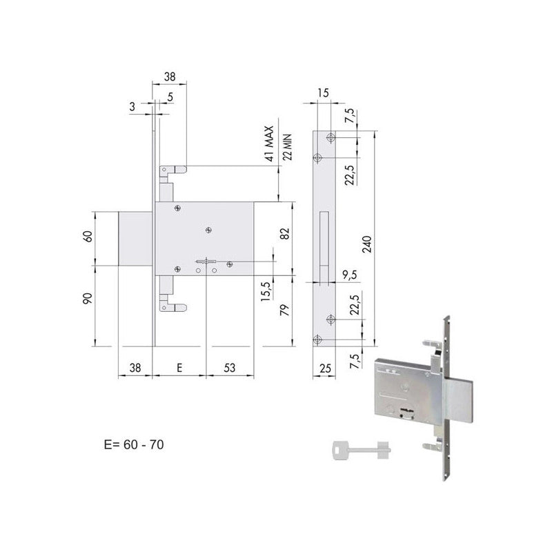 Serratura Doppia Mappa Inf.All 57016-70-0 Cisa